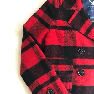 ❤️🖤 American Eagle Plaid Jacket Size L Red and black